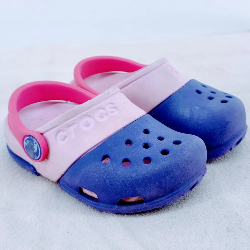 Crocs Pink Purple Waterproof Slip On Sandals Infant Size 5